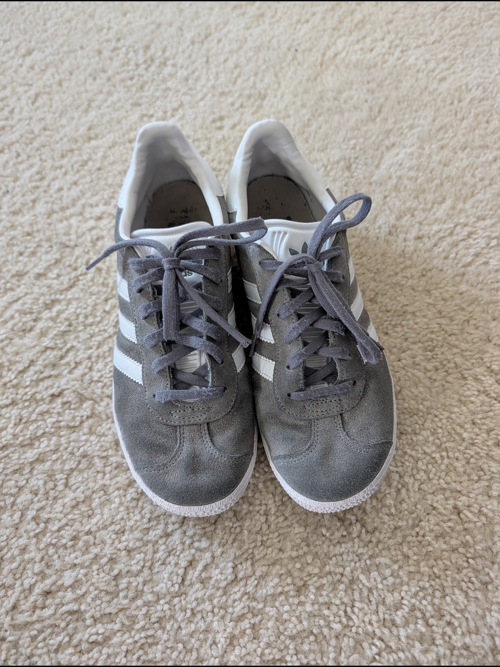 adidas Gray Suede Women's Sneakers with White Stripes